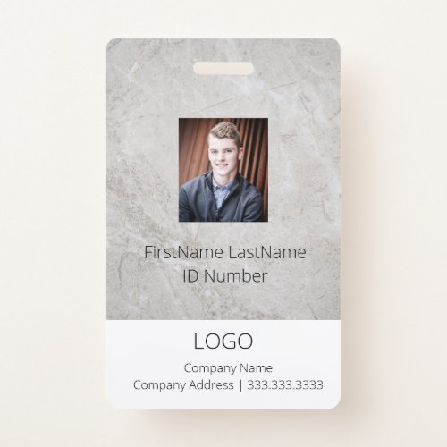 Professional Marble Look Employee ID Badge