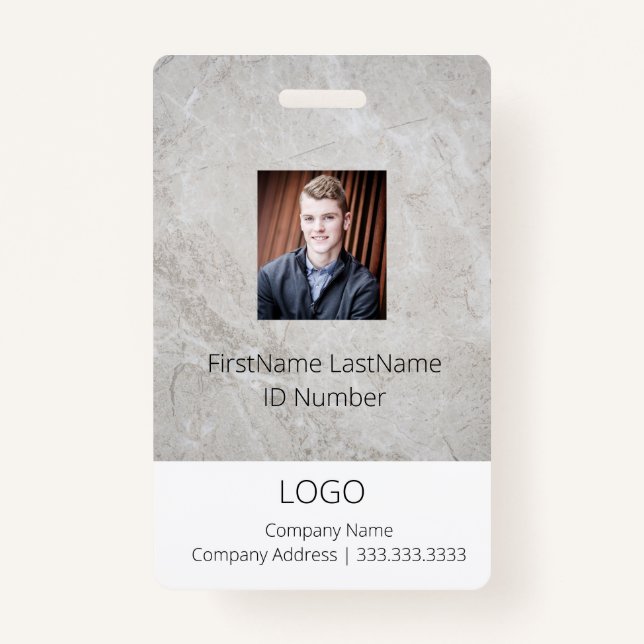 Professional Marble Look Employee ID Badge (Front)