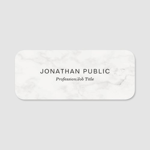 Professional Marble Minimalist Modern Template Name Tag