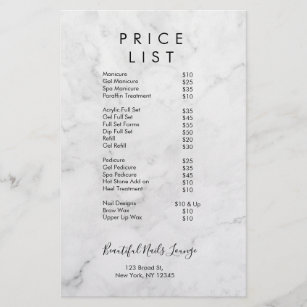 Nail Salon Menus & Price Lists | Zazzle