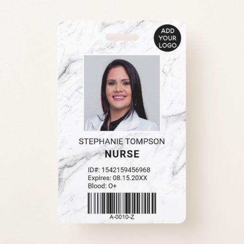 Professional marble nurse photo logo code badge