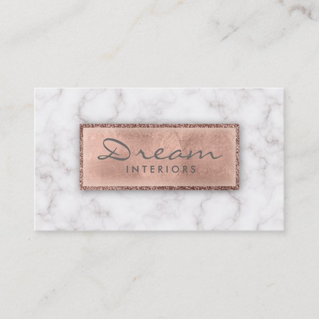 Professional Marble Rose Gold Suede Faux Business Card (Front)