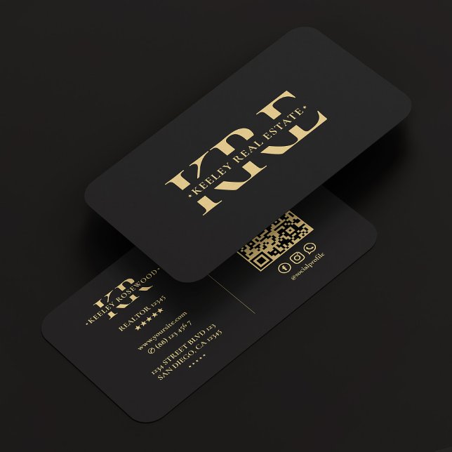 Professional Marketing Elegant Black Modern Business Card (Professional Marketing Monogram Elegant Black Gold Business Card
)