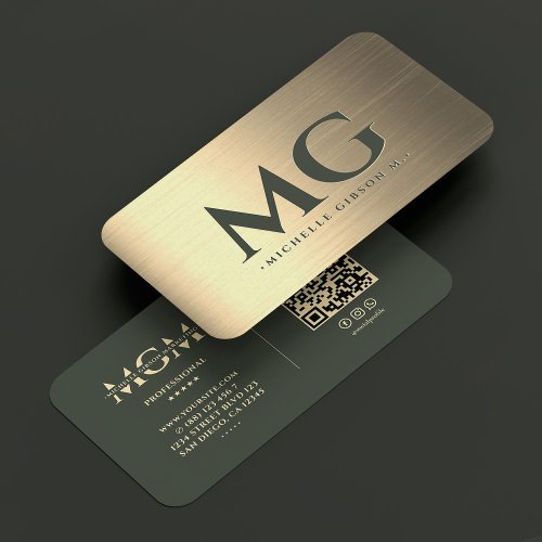 Professional Marketing Elegant Green Gold Modern Business Card