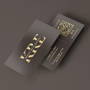Professional Marketing Monogram Espresso Gold Foil Business Cards