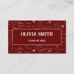 Professional Maroon Math Formulas Graduate Business Card