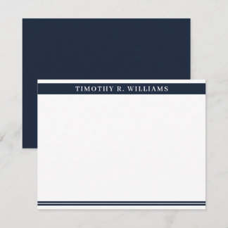 Professional Masculine Navy Blue Personalized Note Card