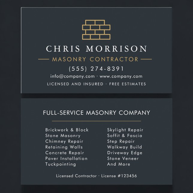 Professional Masonry Bricklayer Brick Business Card (Creator Uploaded)