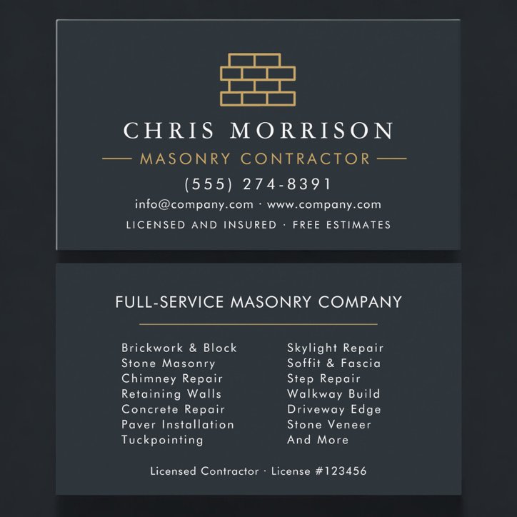 Professional Masonry Bricklayer Brick Business Card