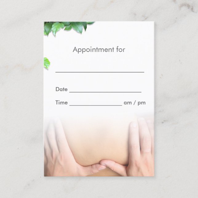 Professional Massage Therapy Salon Appointment Card (Front)