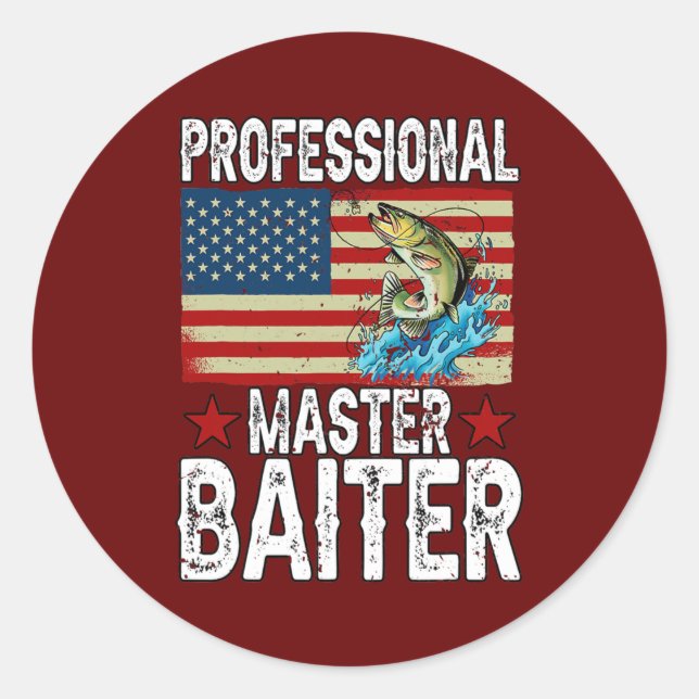 Professional Master Baiter Fisherman American  Classic Round Sticker (Front)