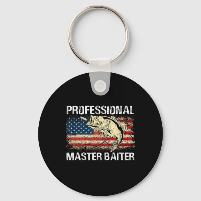 Professional Master Baiter Retro American Flag Fun Keychain (Front)