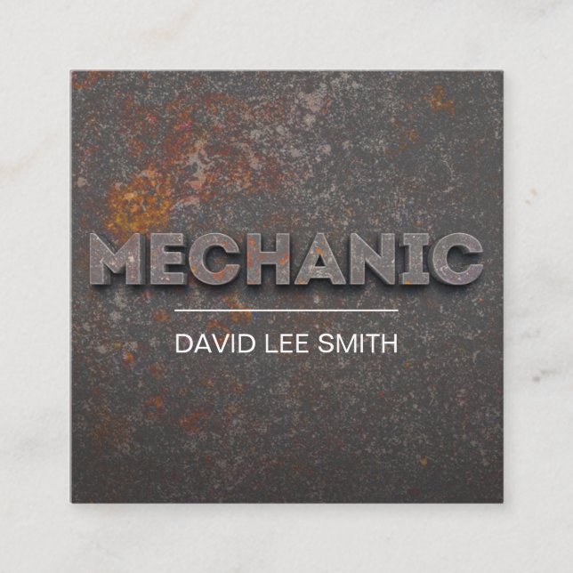 Professional Mechanic Square Business Card (Front)