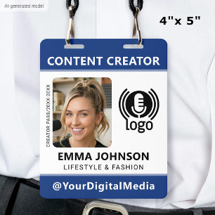 Professional Media ID Pass Photo Logo Navy Badge