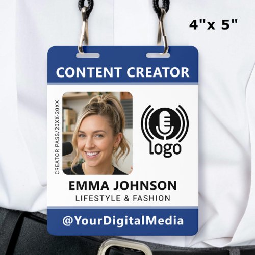 Professional Media ID Pass Photo Logo Navy Badge