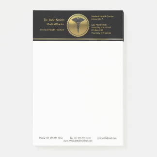 Professional Medical 3D Gold Caduceus Emblem Post-it Notes