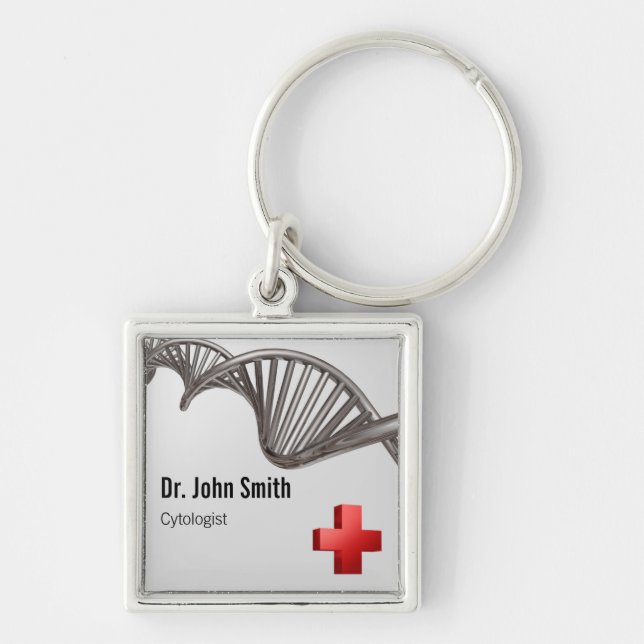 Professional Medical 3D Symbol Cross DNA Keychain (Front)