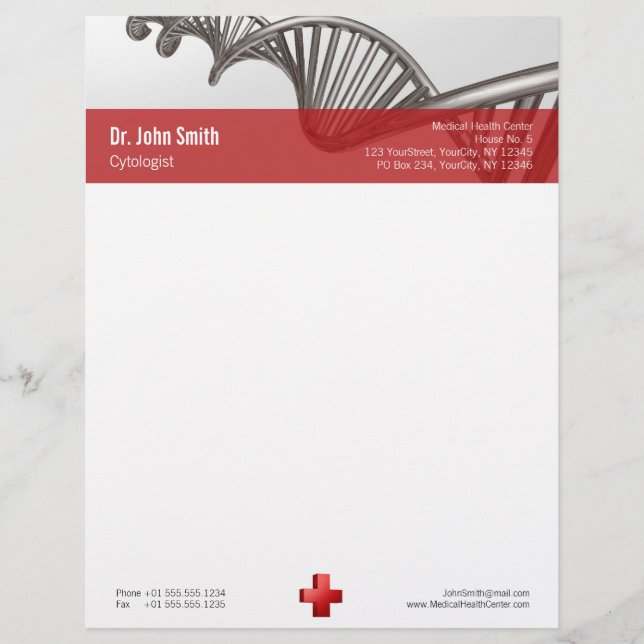 Professional Medical 3D Symbol Cross DNA Letterhead (Front)
