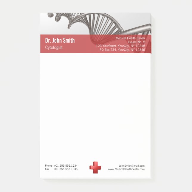 Professional Medical 3D Symbol Cross DNA Post-it Notes (Front)