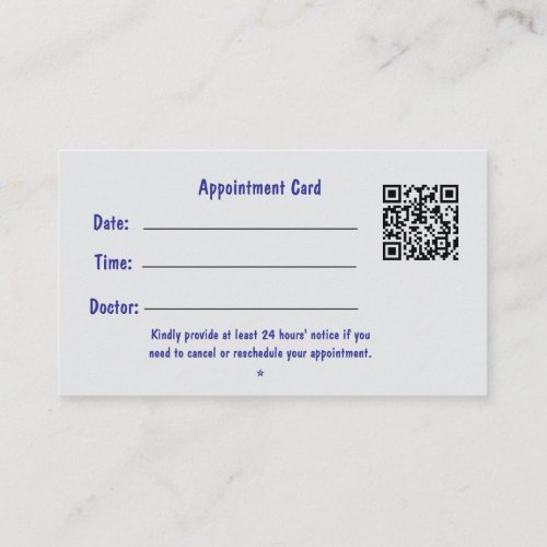 Professional Medical Appointment Card with QR Code