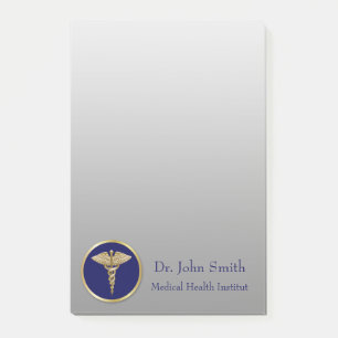 Professional Medical Caduceus Gold Blue Post-it Notes