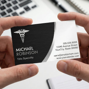 Professional Medical Caduceus Logo Modern Classic Business Card Magnet