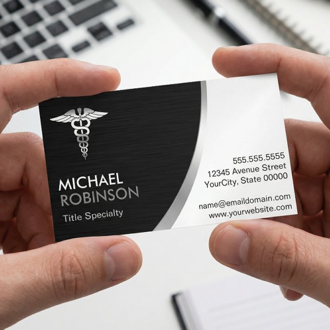 Professional Medical Caduceus Logo Modern Classic Business Card Magnet (Creator Uploaded)