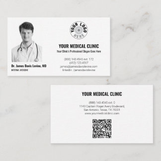 Professional Medical Doctor Photo & Logo, QR Code Business Card
