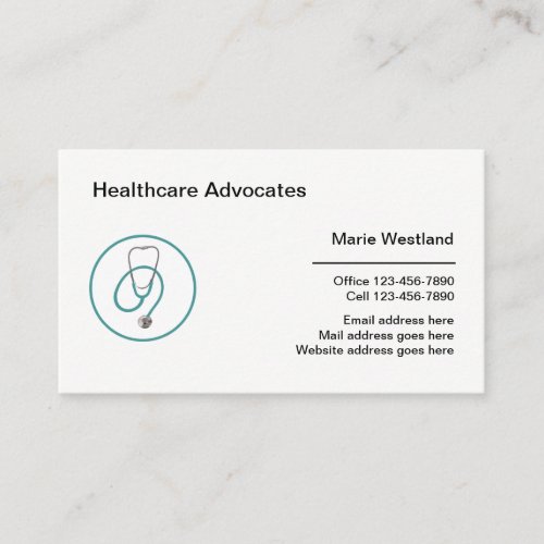 Professional Medical Healthcare Advocate Business Card