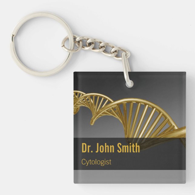 Professional Medical Luxury Gold DNA Strand Keychain (Front)