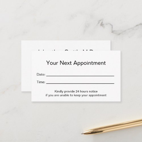 Professional Medical Office Your Appointment Card