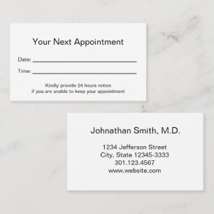 Professional Medical Office Your Appointment Card