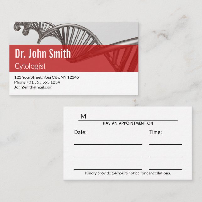 Professional Medical Science DNA Strand Appointmen Appointment Card (Front/Back)