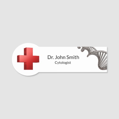 Professional Medical Science DNA Strand Cross Name Tag