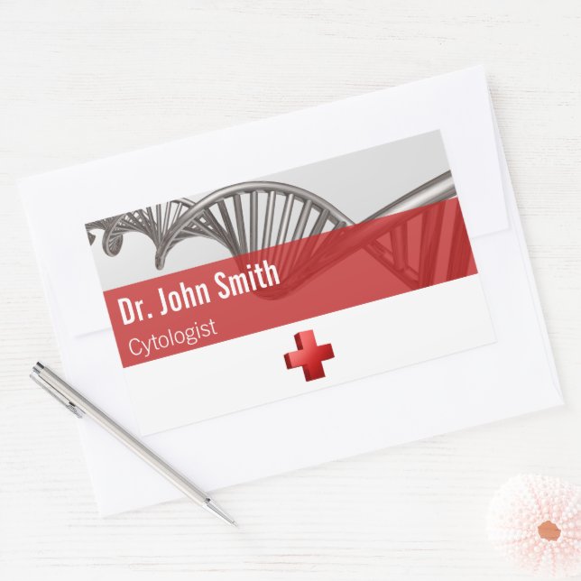 Professional Medical Science DNA Strand Cross Rectangular Sticker (Envelope)