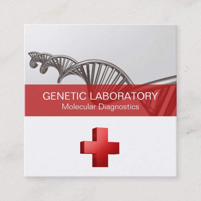 Professional Medical Science DNA Strand Cross Square Business Card (Front)