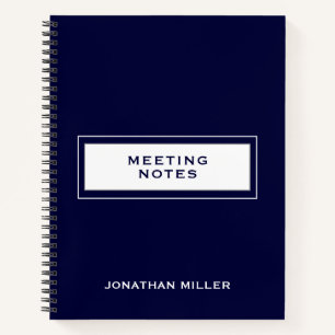 Professional Meeting Notes Navy Notebook
