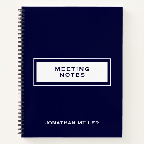 Professional Meeting Notes Navy Notebook