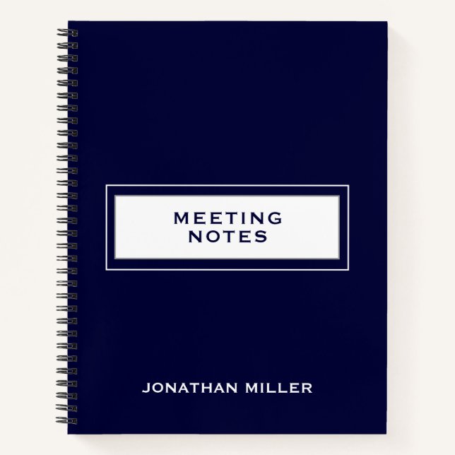 Professional Meeting Notes Navy Notebook (Front)