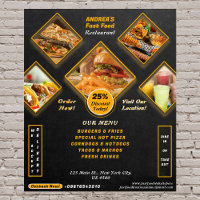 Professional Menu Add Photos Fast Food Promo Black