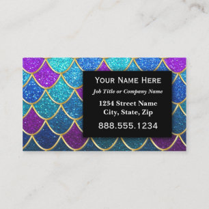 Professional Mermaid Glitter Elegant Modern Salon Business Card