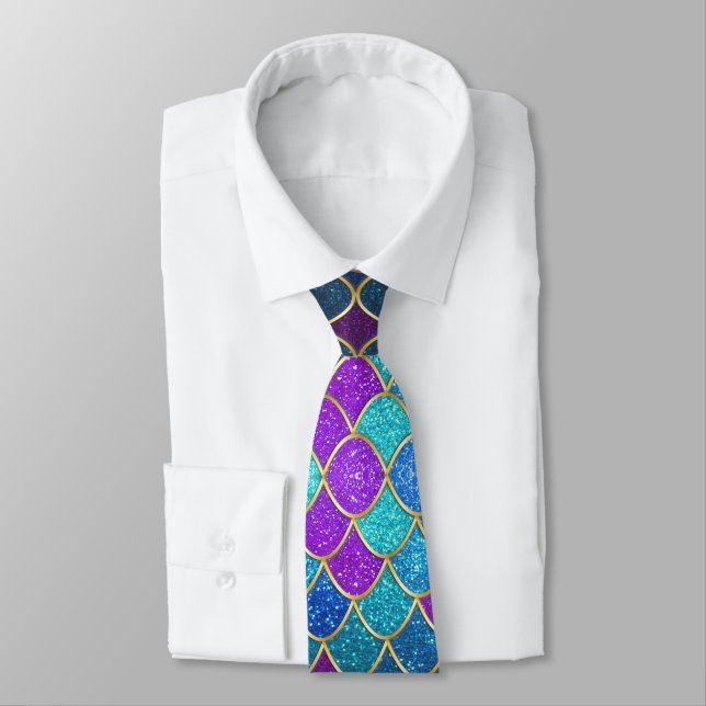 Professional Mermaid Glitter Ocean Sparkles Groom Neck Tie (Tied)