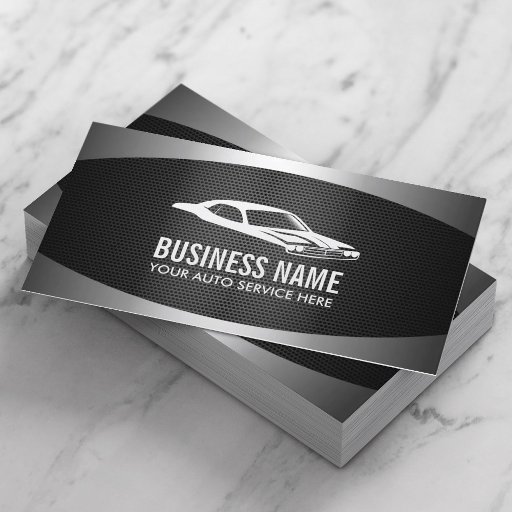 Customizable Professional Metal Background Car Automotive Business Card