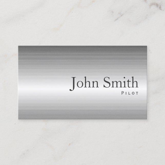 Professional Metal Background Pilot Aviator Business Card (Front)