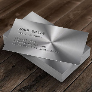 Professional Metal Civil Engineer Business Card