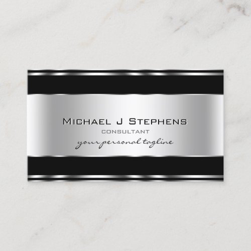 Professional Metal Elegant Modern Silver Black Business Card