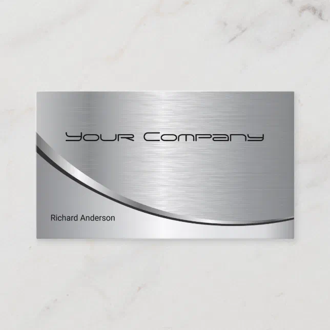 Professional Metal Elegant Modern Silver Black Business Card | Zazzle