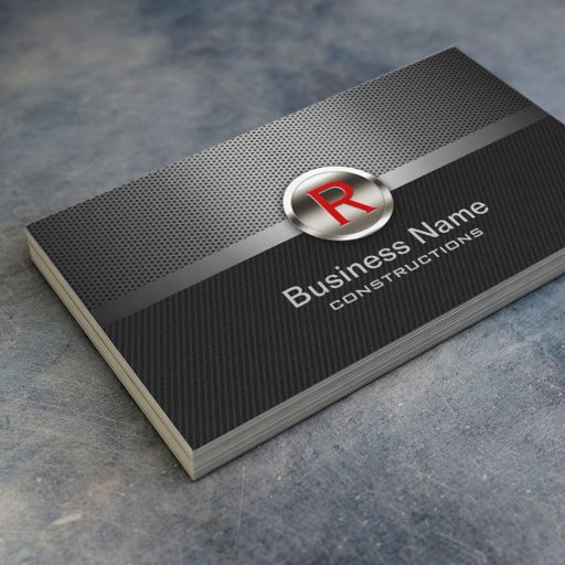 Customizable Professional Metal Monogram Construction Business Card