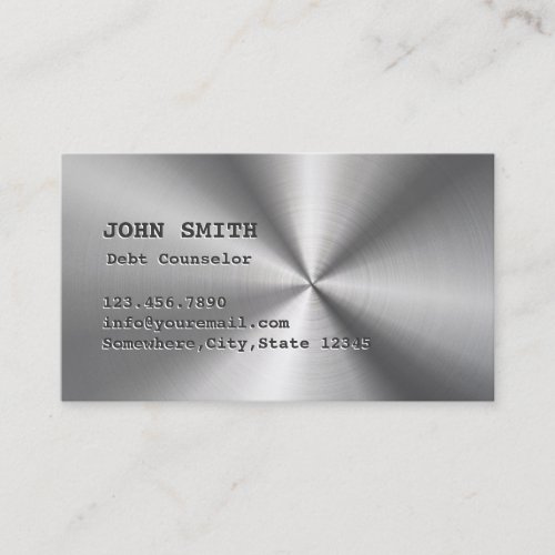 Professional Metal Stainless Steel Debt Counselor Business Card