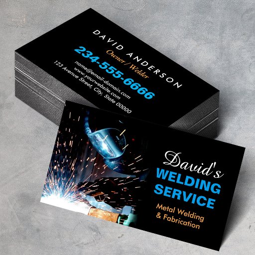 Customizable Professional Metal Welding Fabrication Contractor Business Card